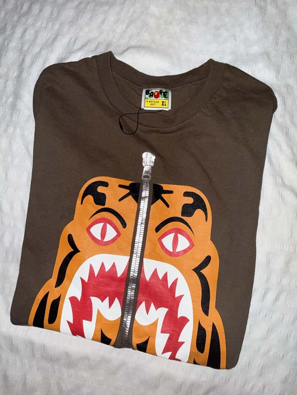 A Bathing Ape BAPE Tiger Head Graphic T-Shirt Brown